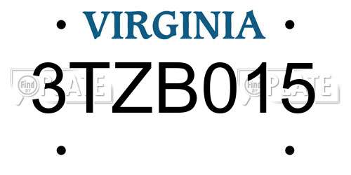 3TZB015 Virginia License Plate