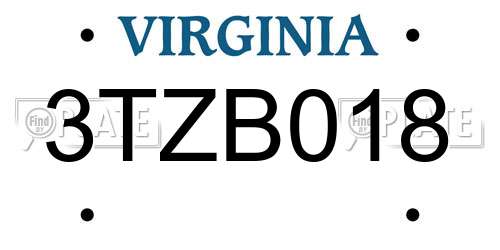 3TZB018 Virginia License Plate