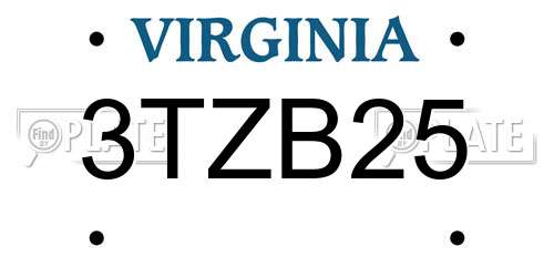 3TZB25 Virginia License Plate