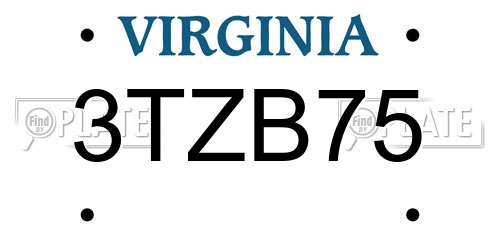 3TZB75 Virginia License Plate