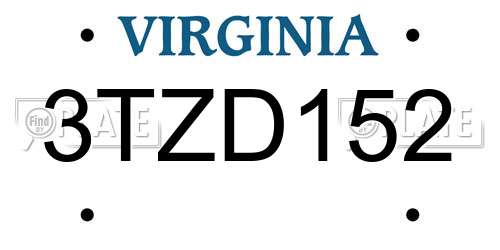 3TZD152 Virginia License Plate