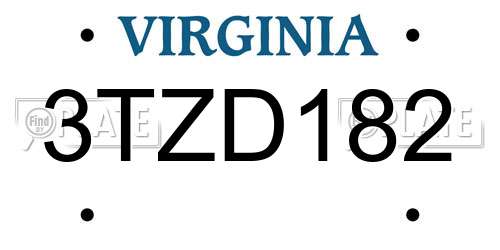 3TZD182 Virginia License Plate