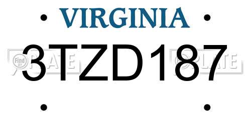 3TZD187 Virginia License Plate