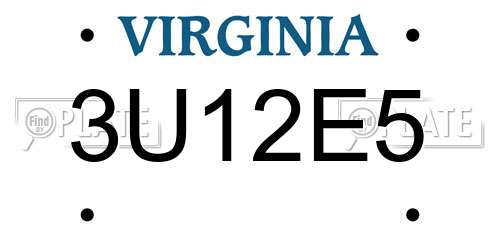 3U12E5 Virginia License Plate
