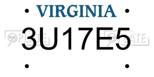 3U17E5 Virginia License Plate