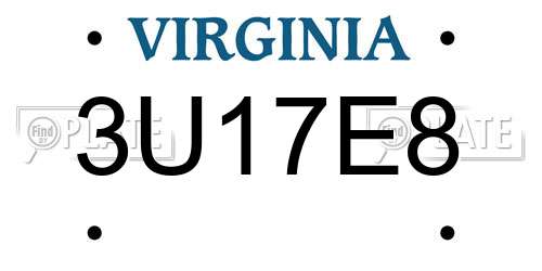 3U17E8 Virginia License Plate