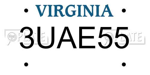 3UAE55 Virginia License Plate