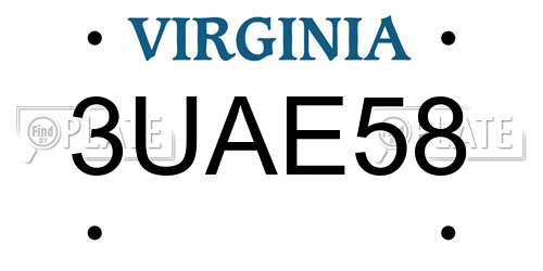 3UAE58 Virginia License Plate