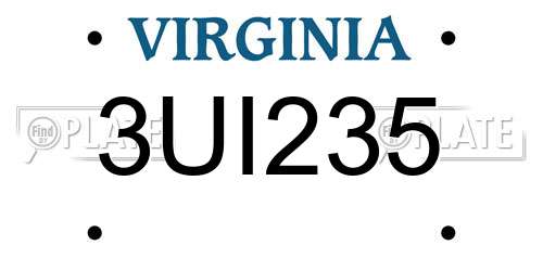 3UI235 Virginia License Plate