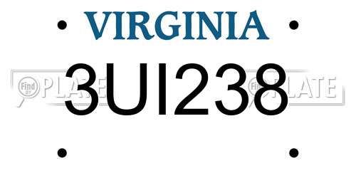 3UI238 Virginia License Plate