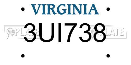 3UI738 Virginia License Plate