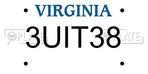 3UIT38 Virginia License Plate