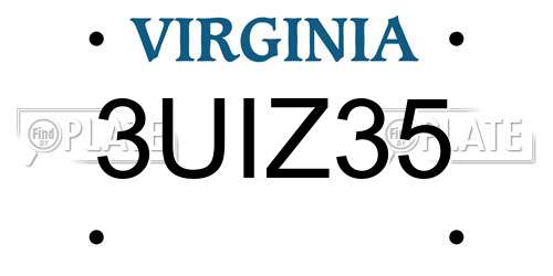 3UIZ35 Virginia License Plate