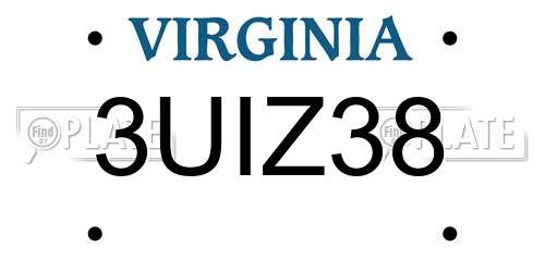 3UIZ38 Virginia License Plate