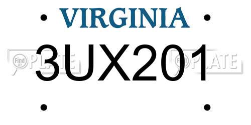 3UX201 Virginia License Plate