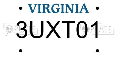 3UXT01 Virginia License Plate
