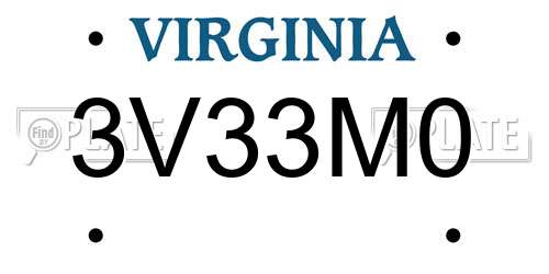 3V33M0 Virginia License Plate