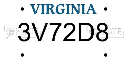 3V72D8 Virginia License Plate