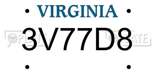 3V77D8 Virginia License Plate