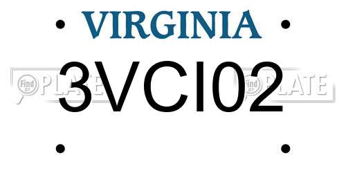 3VCI02 Virginia License Plate
