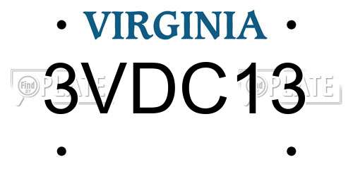 3VDC13 Virginia License Plate
