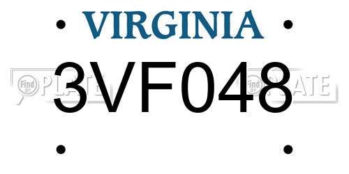 3VF048 Virginia License Plate