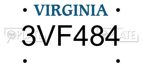 3VF484 Virginia License Plate