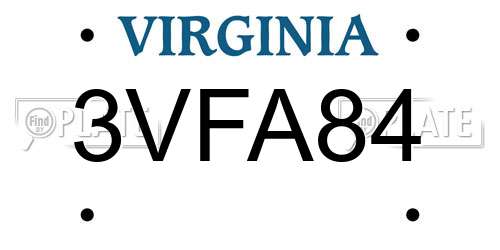 3VFA84 Virginia License Plate