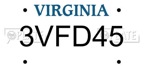 3VFD45 Virginia License Plate