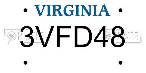 3VFD48 Virginia License Plate