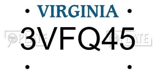 3VFQ45 Virginia License Plate