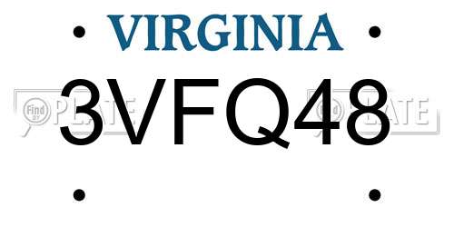 3VFQ48 Virginia License Plate