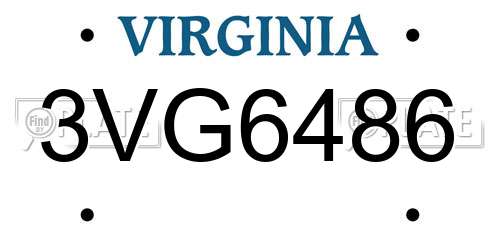 3VG6486 Virginia License Plate