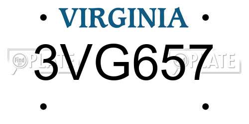 3VG657 Virginia License Plate