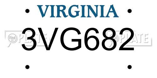 3VG682 Virginia License Plate