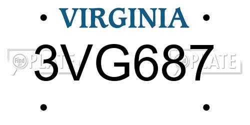 3VG687 Virginia License Plate