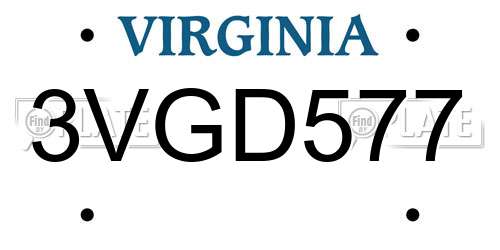 3VGD577 Virginia License Plate