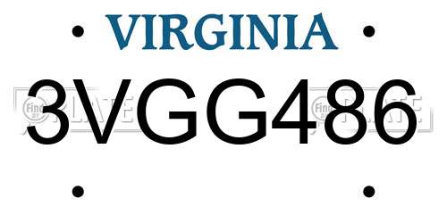 3VGG486 Virginia License Plate