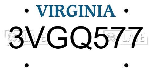 3VGQ577 Virginia License Plate
