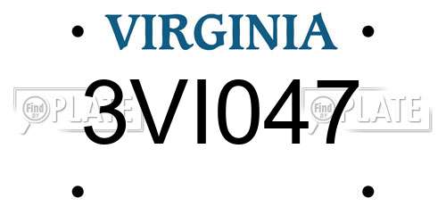 3VI047 Virginia License Plate