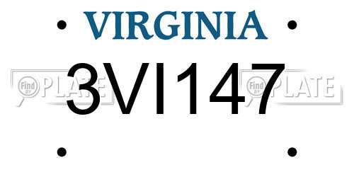 3VI147 Virginia License Plate