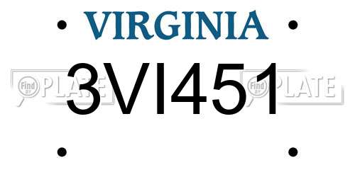 3VI451 Virginia License Plate