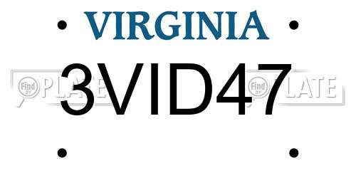 3VID47 Virginia License Plate
