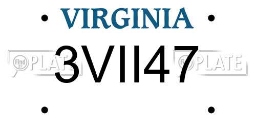3VII47 Virginia License Plate