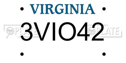 3VIO42 Virginia License Plate