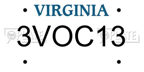 3VOC13 Virginia License Plate