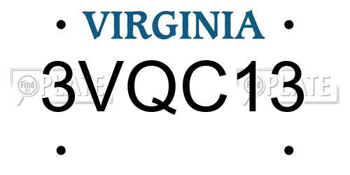 3VQC13 Virginia License Plate