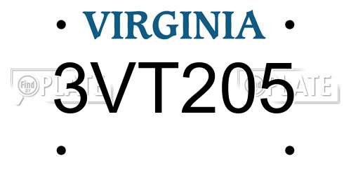 3VT205 Virginia License Plate
