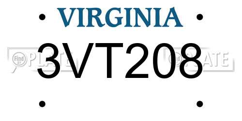 3VT208 Virginia License Plate