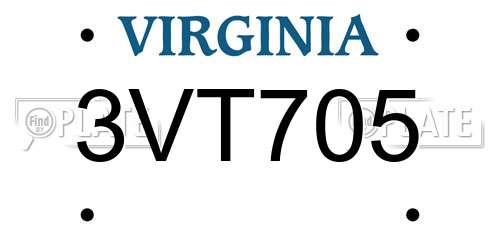 3VT705 Virginia License Plate